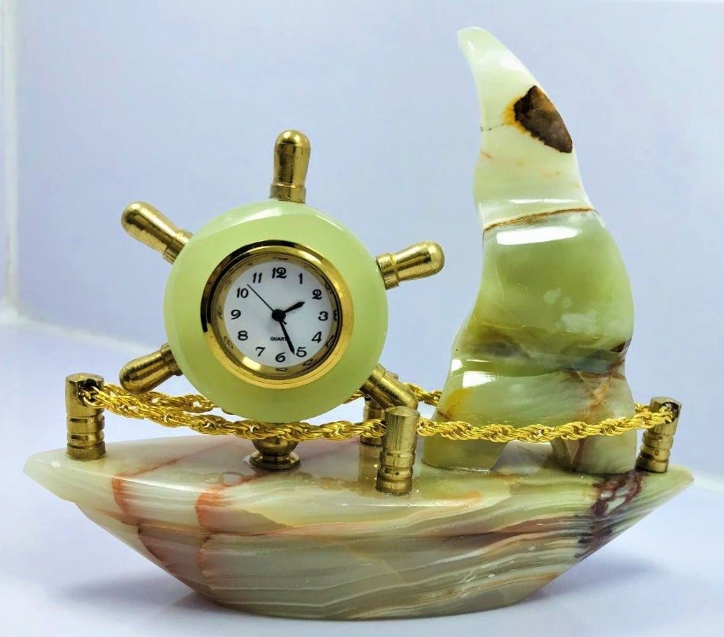 Onyx table clock beautiful ship clock -  336..4G (1 of 3)