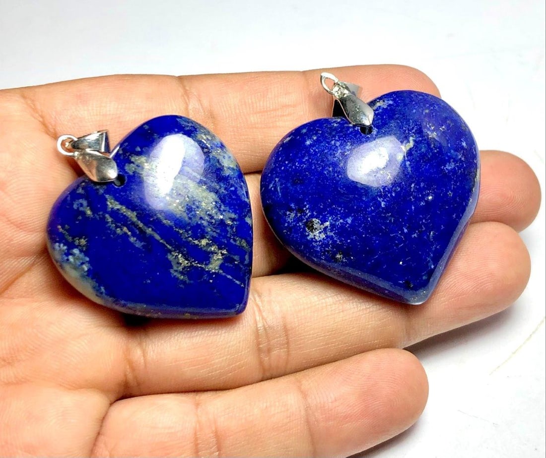 Lapis Paired Heart Pendants (1 of 3)