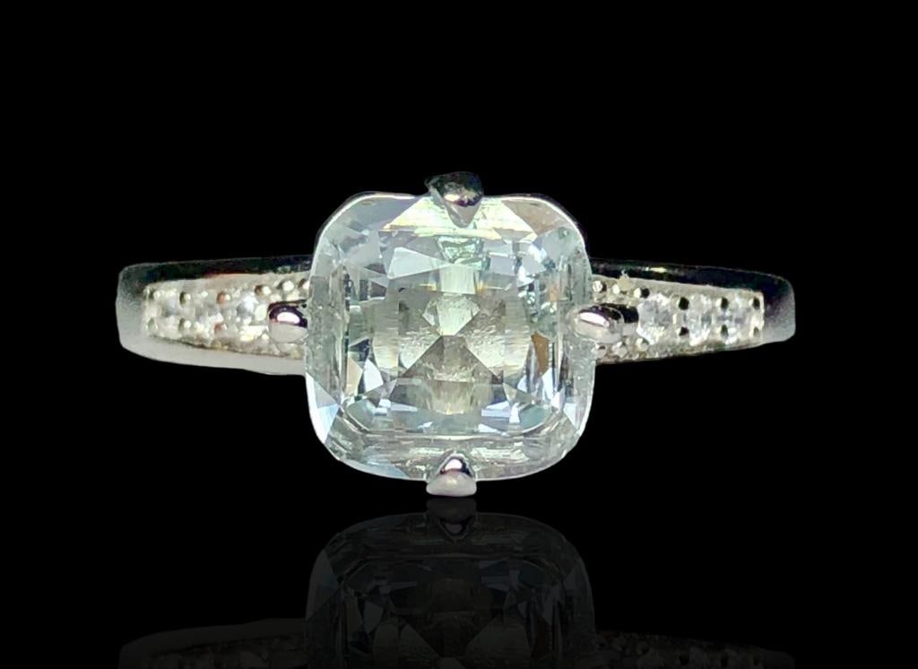 925 sterling silver and set with a genuine blue aquamarine -RING SIZE 8.8 US (1 of 3)