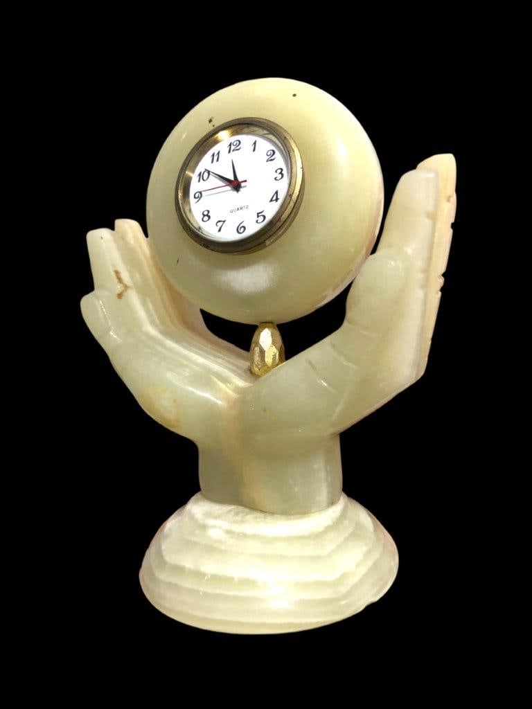 Rare Vintage Onyx Marble Office Table Mantel Clock (1 of 3)