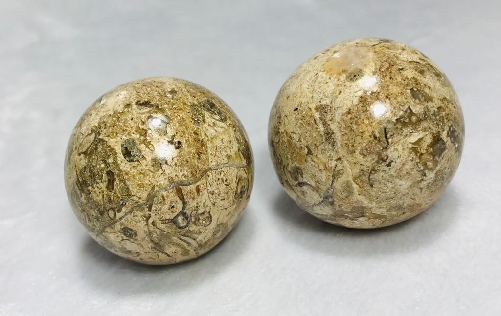 Jasper Coral balls pairs peachy mix color 153G: Jasper Coral balls pairs peachy mix color 153G Shipping: $23.00. Shipping rates are determined by Parcel weight and destination.