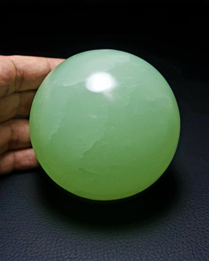 67 mm Large Pistachio Calcite Sphere 464 Grams (1 of 2)