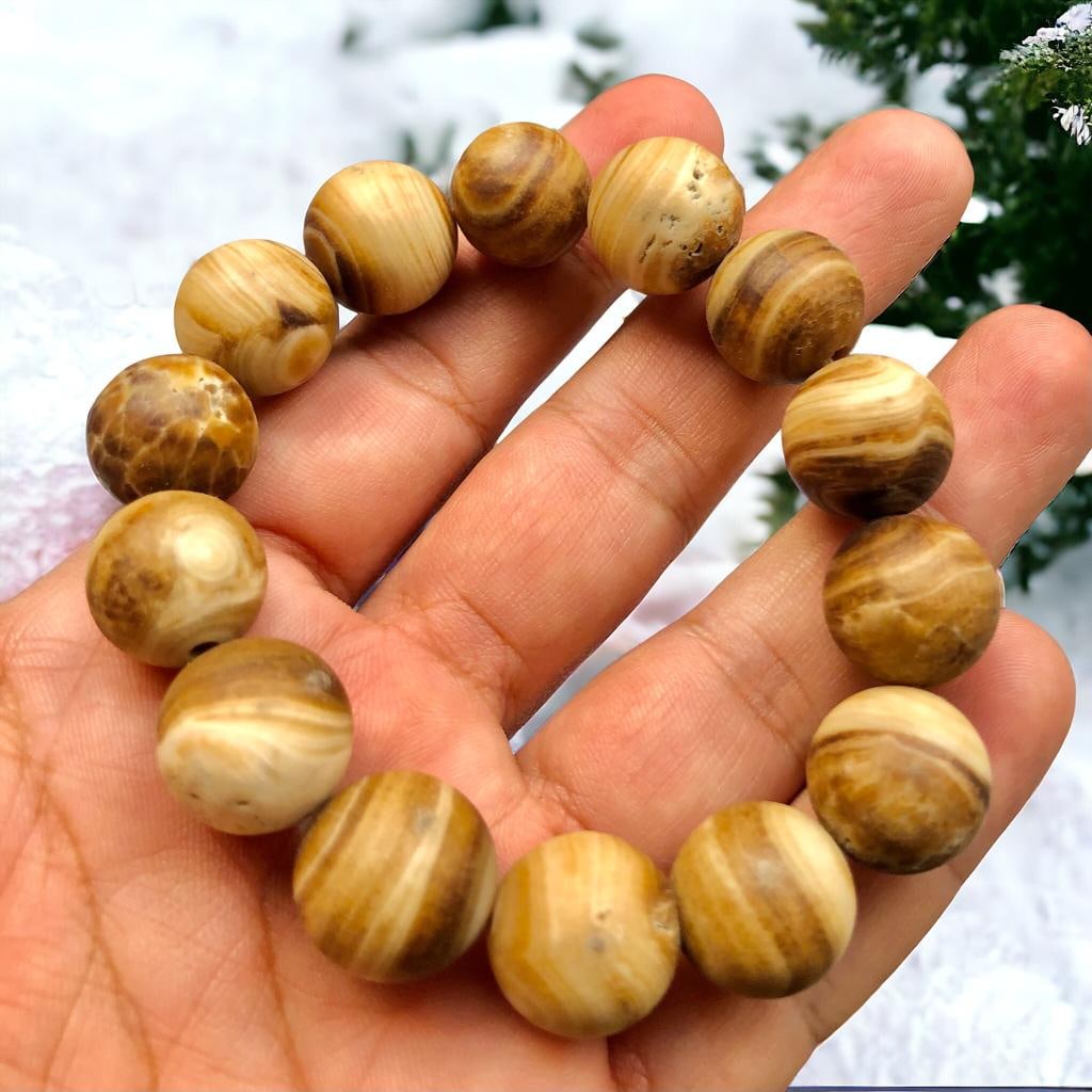 Choclate Calcite Handmade Beaded Bracelet 15 mm (1 of 2)