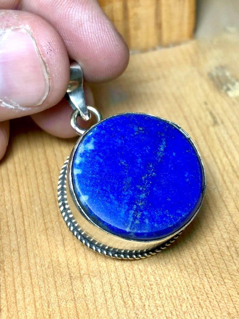 Lapis Lazuli Sterling Silver Pendant Love, Purification, Birthstone gift (1 of 3)