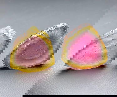 Watermalon Tourmaline Slices Paired - 24 Carats - 17X16X17 mm: Watermalon Tourmaline Slices Paired - 24 Carats - 17X16X17 mmShipping Rate: $23.00 .shipping rates are determined by Parcel weight and destination.Combined shipping: We offer combine shipping on multi