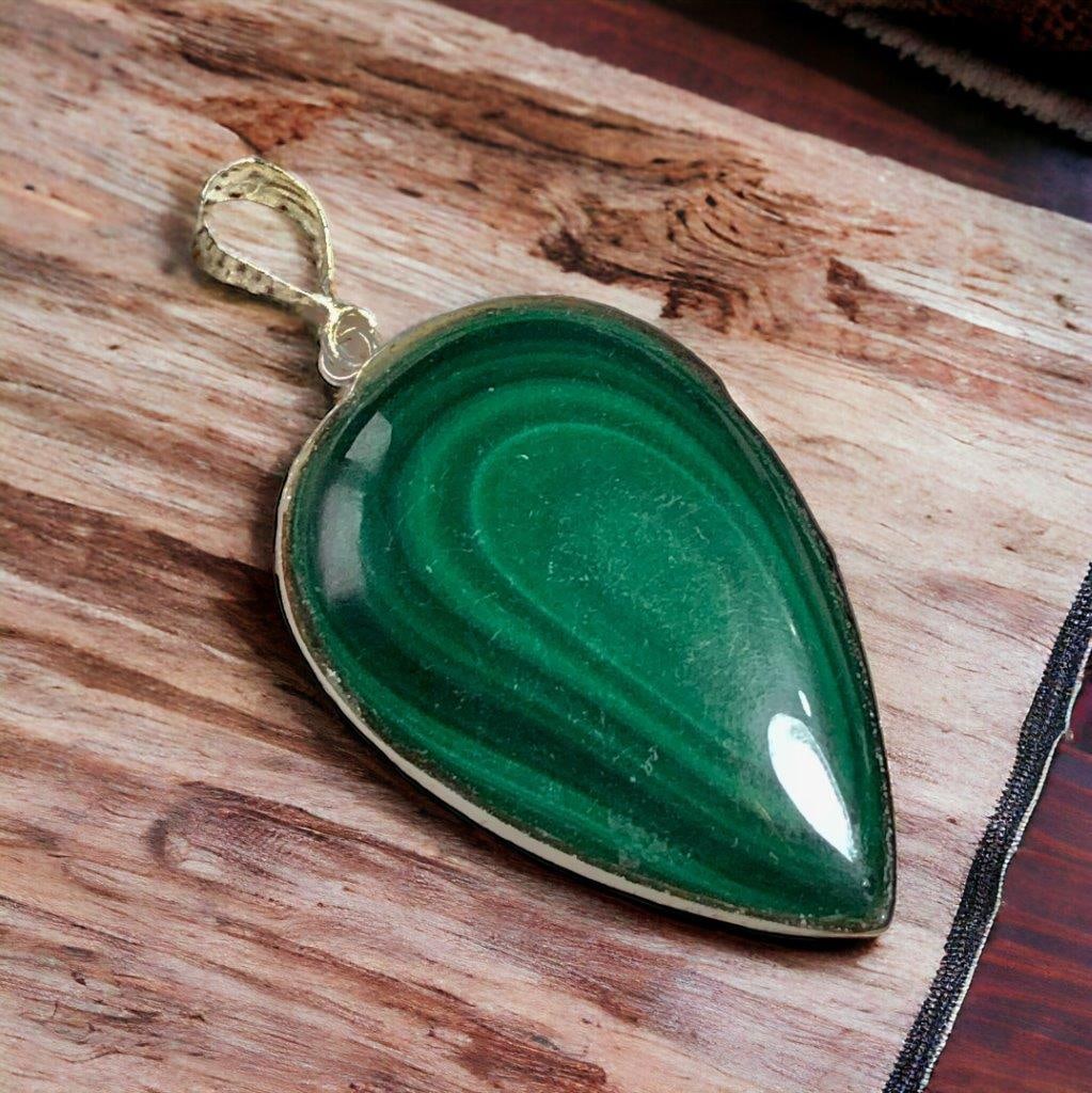 Tear Drop Malachite Handmade Pendant: Tear Drop Malachite Handmade Pendant Shipping: