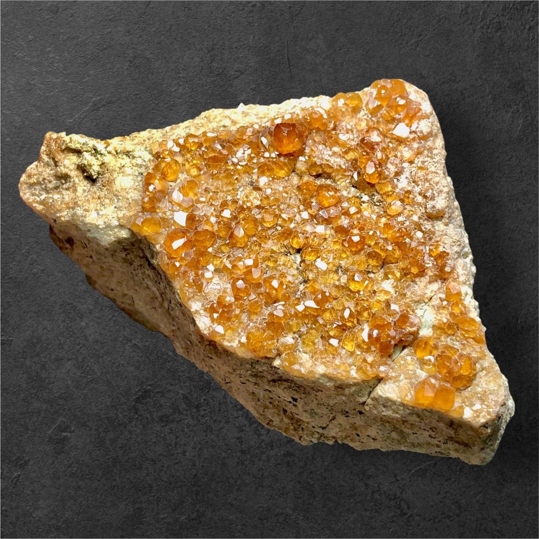 195 Grams Natural Hessonite Garnet Cluster on Matrix - 65X56X40 mm: 195 Grams Natural Hessonite Garnet Cluster on Matrix - 65X56X40 mm Shipping Rate: $25.00 .shipping rates are determined by Parcel weight and destination.Combined shipping: We offer combine shipping on