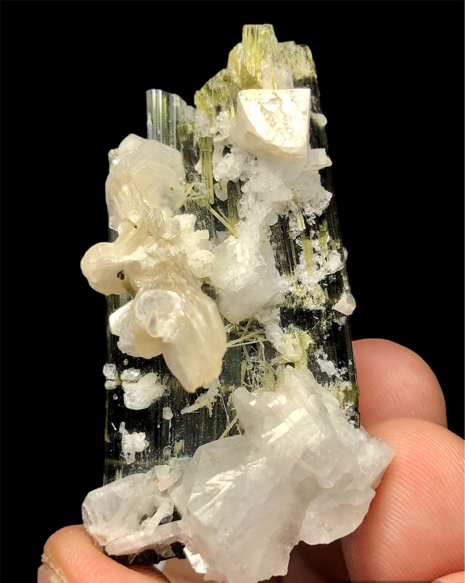 Green Cab Tourmaline Twin Crystals With Calcite And Mica (1 of 3)