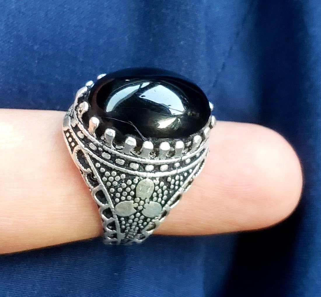 Sterling Silver Agate Cab Ring - 3