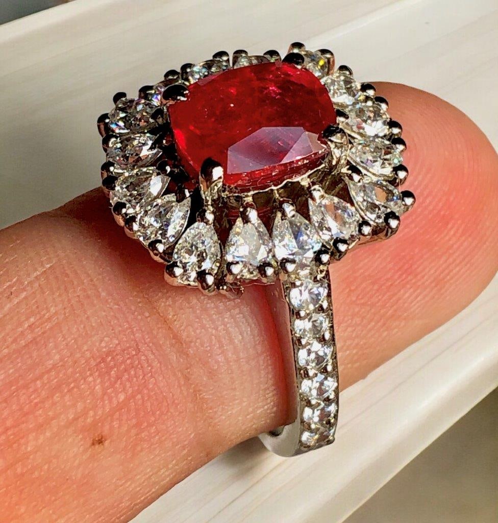 Top Grade Pigeon Blood Rubelite Tourmaline RING in Pure Silver - Ring Size 8 US: Top Grade Pigeon Blood Rubelite Tourmaline RING in Pure Silver - Ring Size 8 US Stone Weight: 2.30 CaratsSilver Weight: 7.10 Grams Choose design of your own and we will make it for youWe accept custom