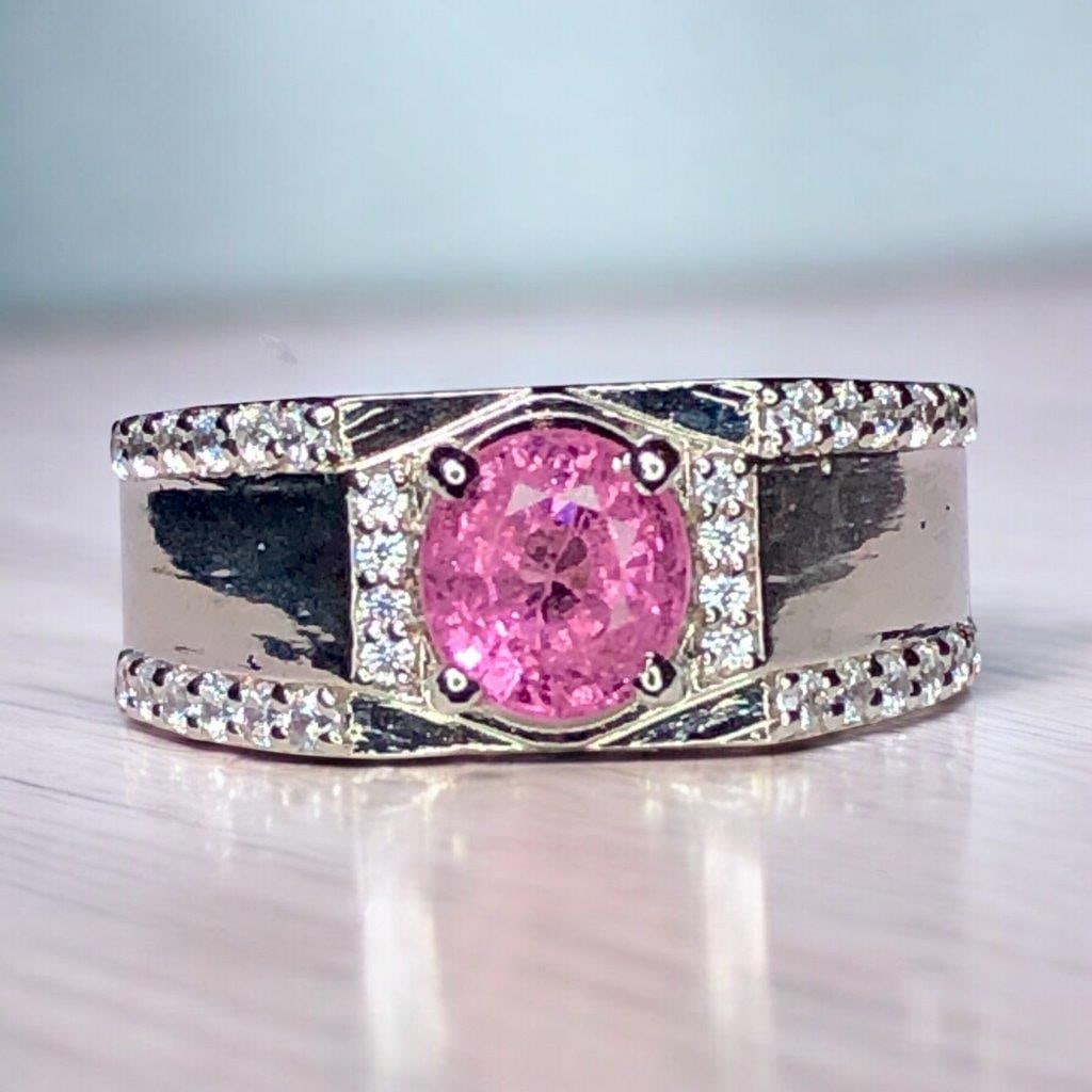 Baby Pink Tourmaline Ring in Pure Sterling Silver – Size 10 US: Add a touch of soft elegance to your jewelry collection with this Baby Pink Tourmaline Ring, beautifully crafted in pure sterling silver. The centerpiece features a delicate, natural 1.75-carat Baby P