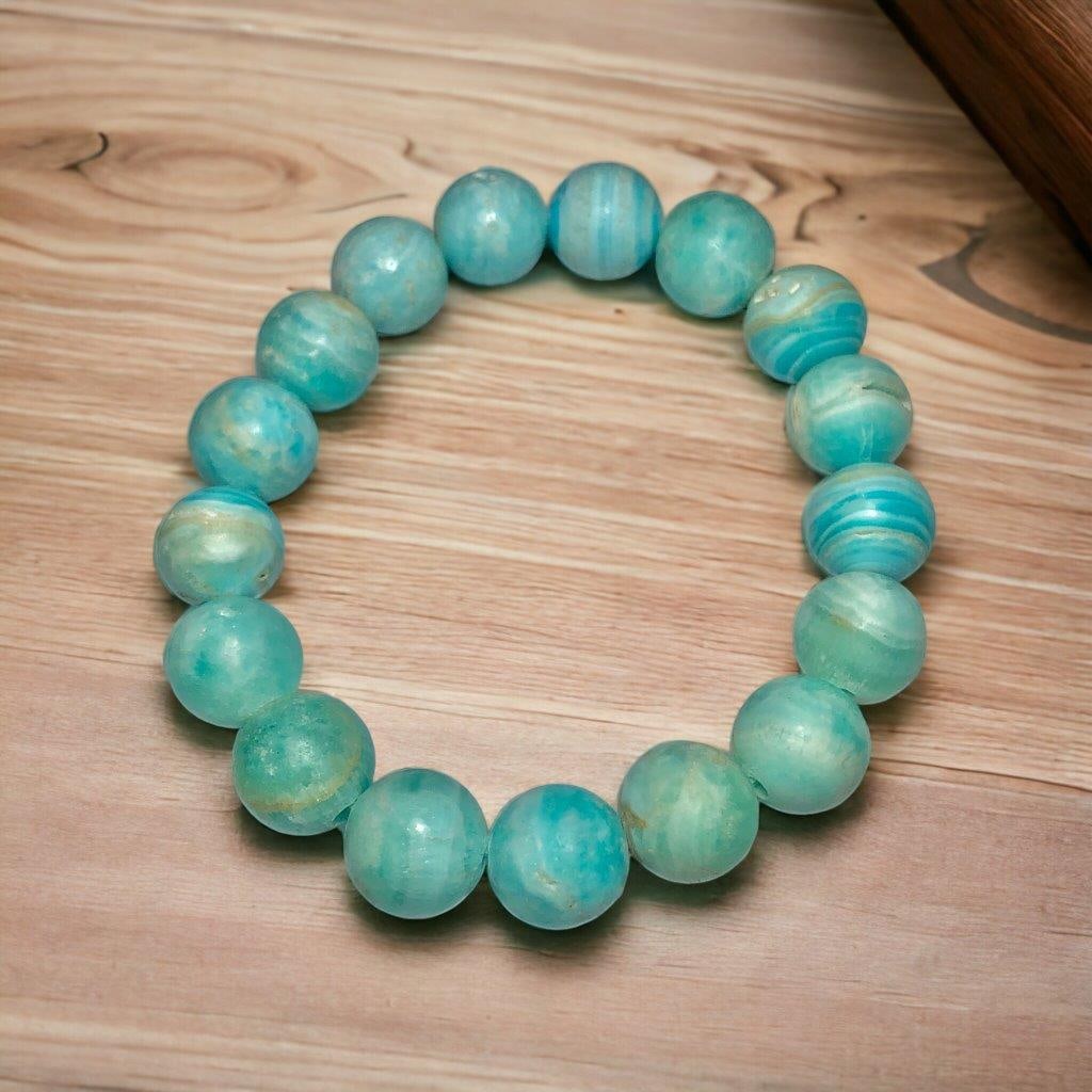 13 mm Arogonite bracelet -Crystals Beads Bracelet,Handmade Men Women Stretchy Bracelet (1 of 4)