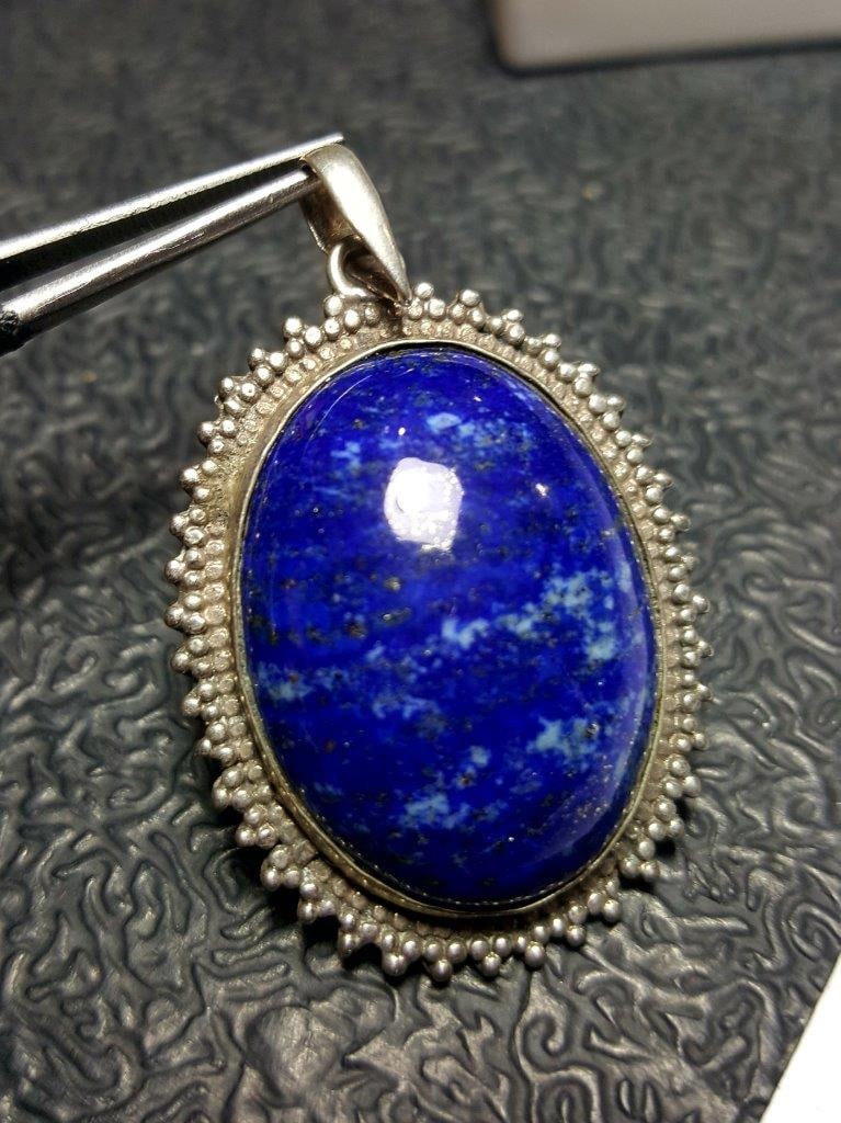 Lapis lazuli stone Silver alloy Tree of life pendant (1 of 3)