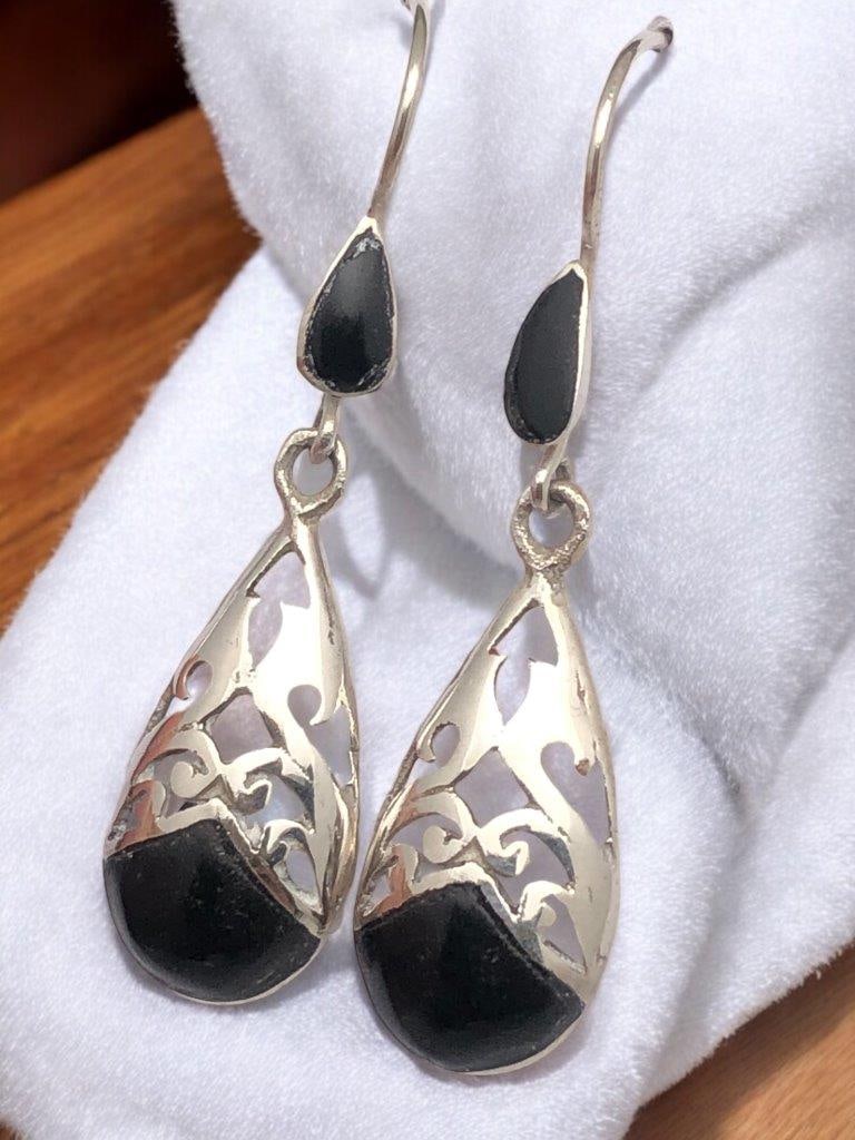 Black Tourmaline Stud Earrings in Sterling Silver – Handmade Gemstone Jewelry (1 of 3)