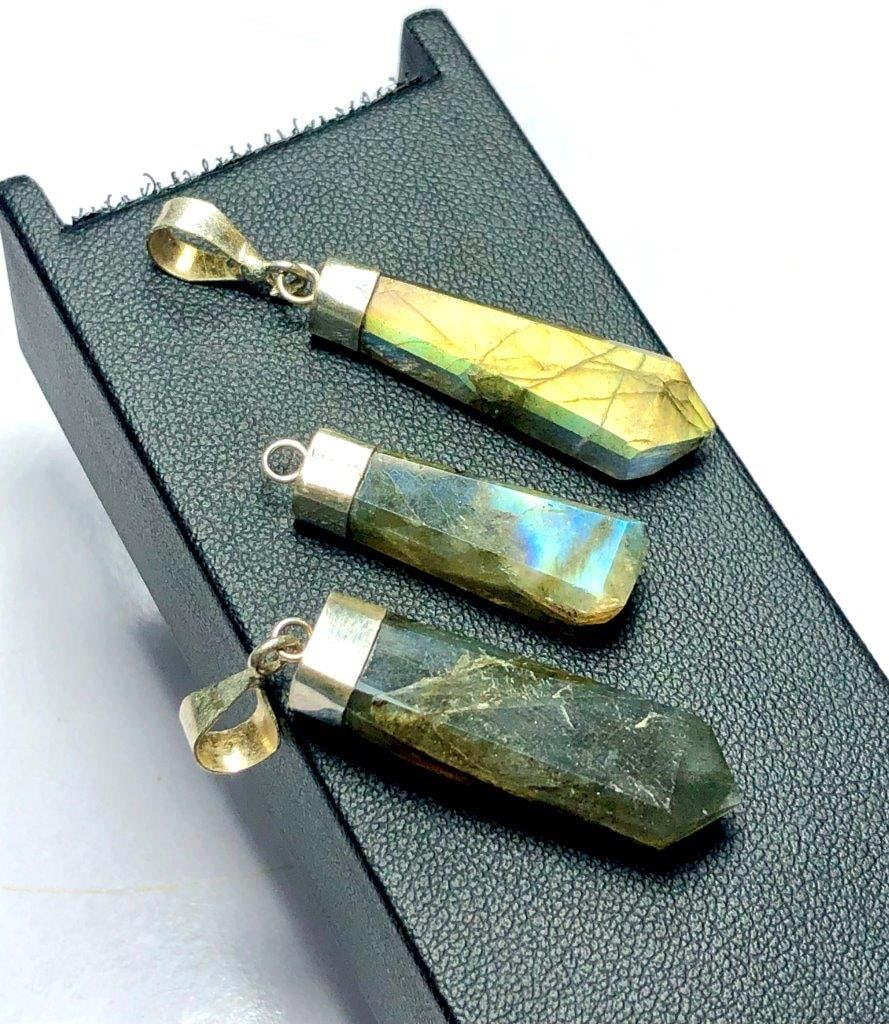 Fire Labradorite Pendants in Silver (1 of 3)