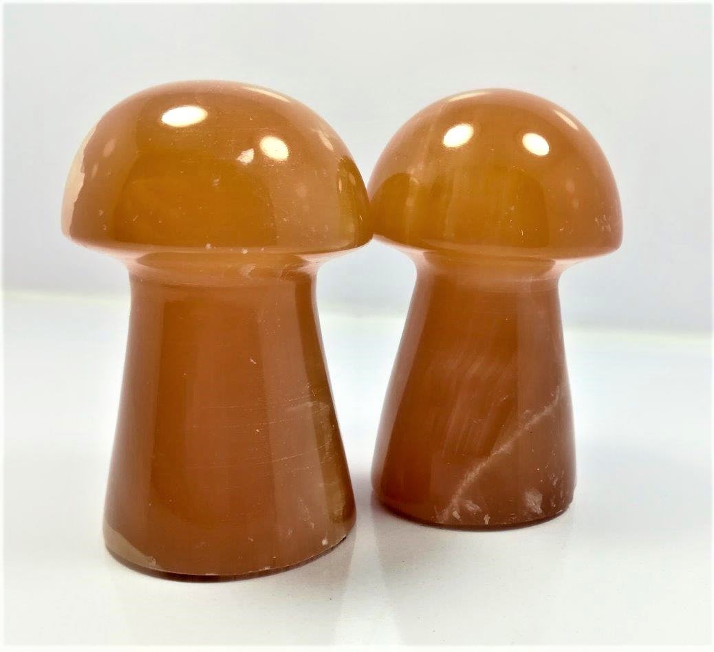 Paired Honey Calcite mashrooms - 250. 6 Grams (1 of 3)