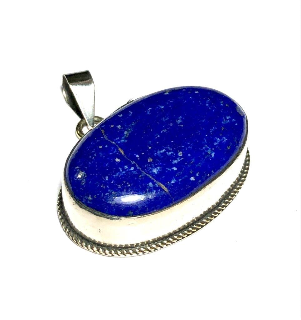 Silver Lapis Pendant, Blue Lapis Pendant (1 of 2)