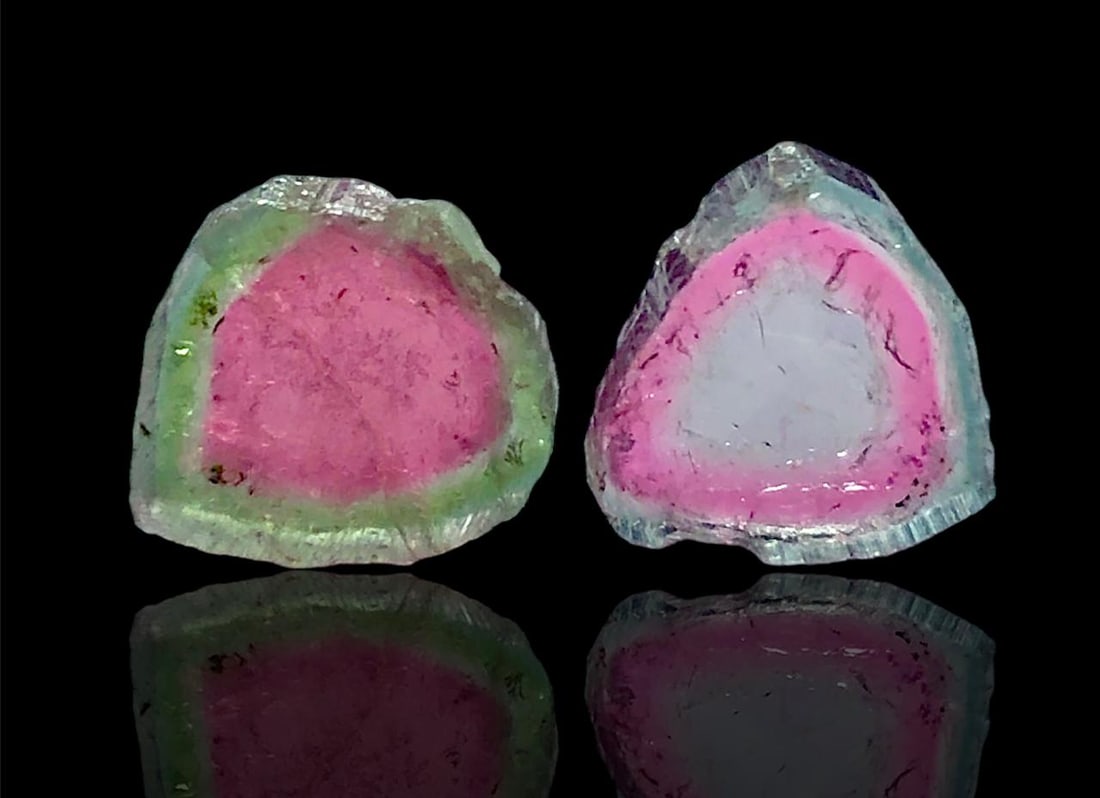 17.15 Carats Watermelon Tourmaline Slice, Liddicoatite Tourmaline Slice, quality crystal - 14X14X4 (1 of 4)