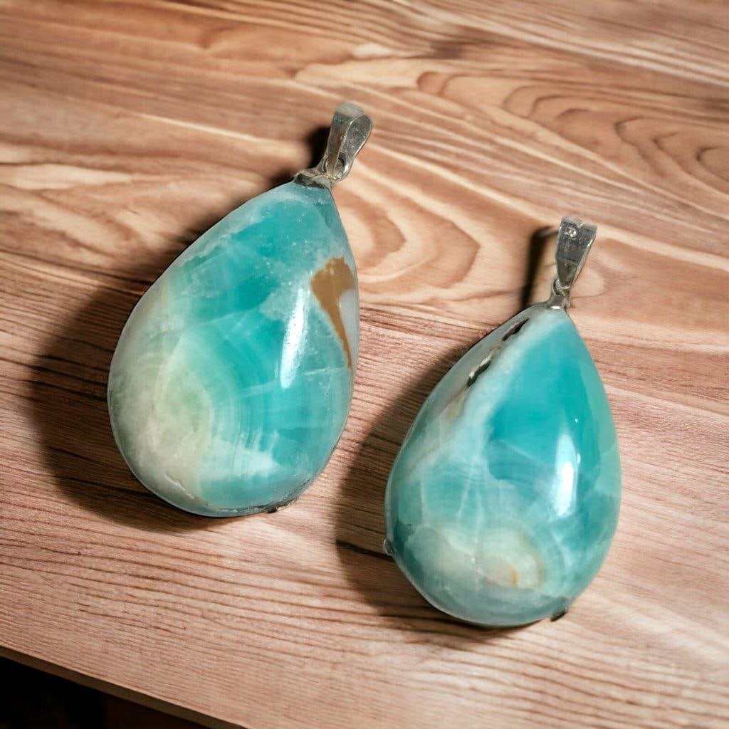 BLUE CALCITE PAIRED PENDANTS: BLUE CALCITE PAIRED PENDANTS Shipping: