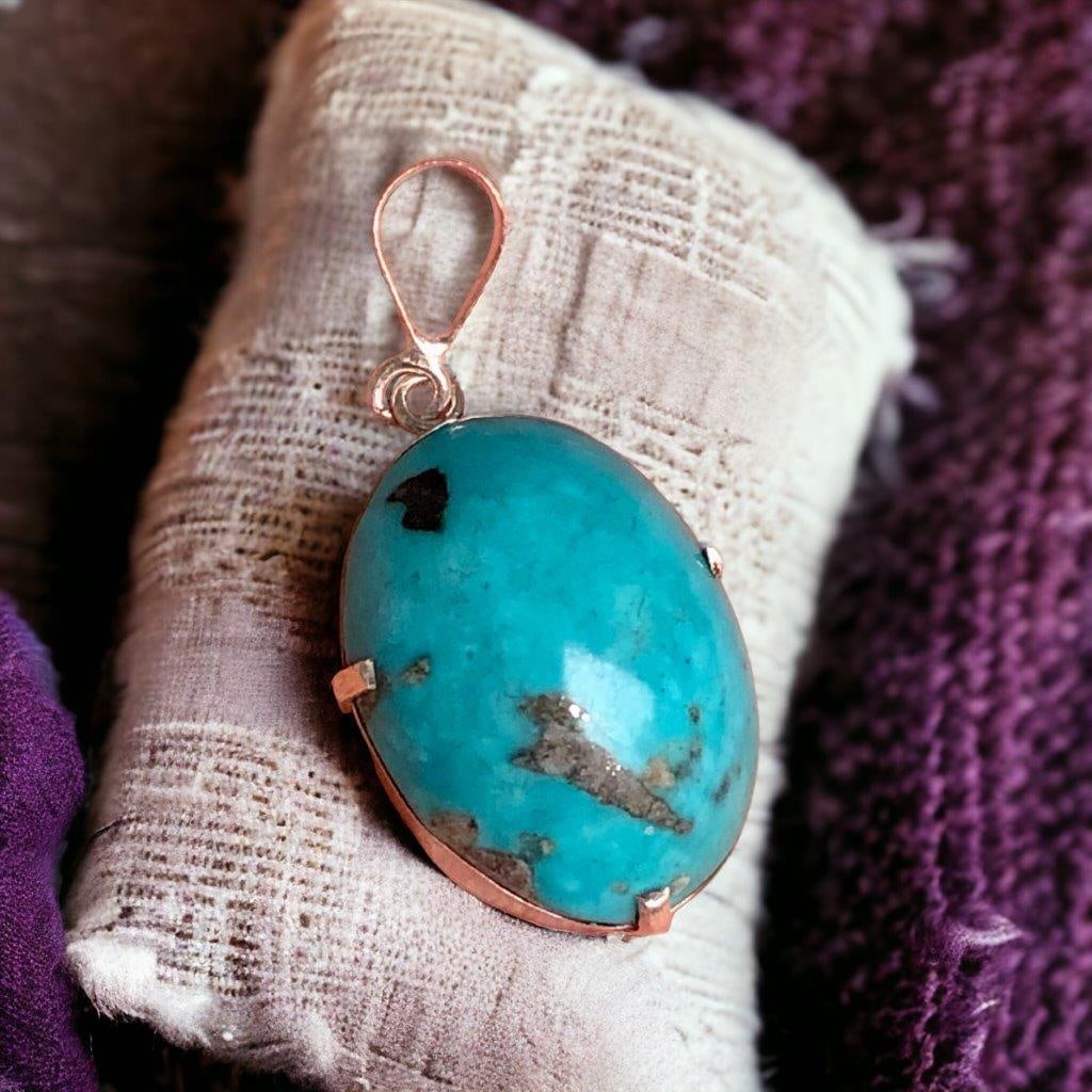 TURQUOISE PENDANT WITH RARE PYRITE INCLUSION: TURQUOISE PENDANT WITH RARE PYRITE INCLUSION Shipping: