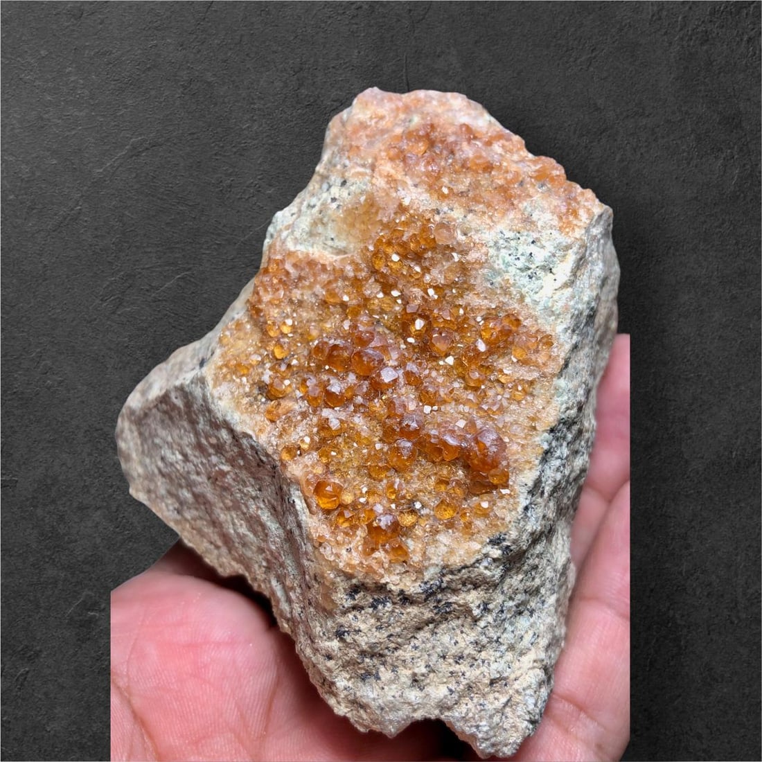 Natural Hessonite Garnet Cluster on Matrix - 336.4 Grams - 83X73X40 mm (1 of 6)
