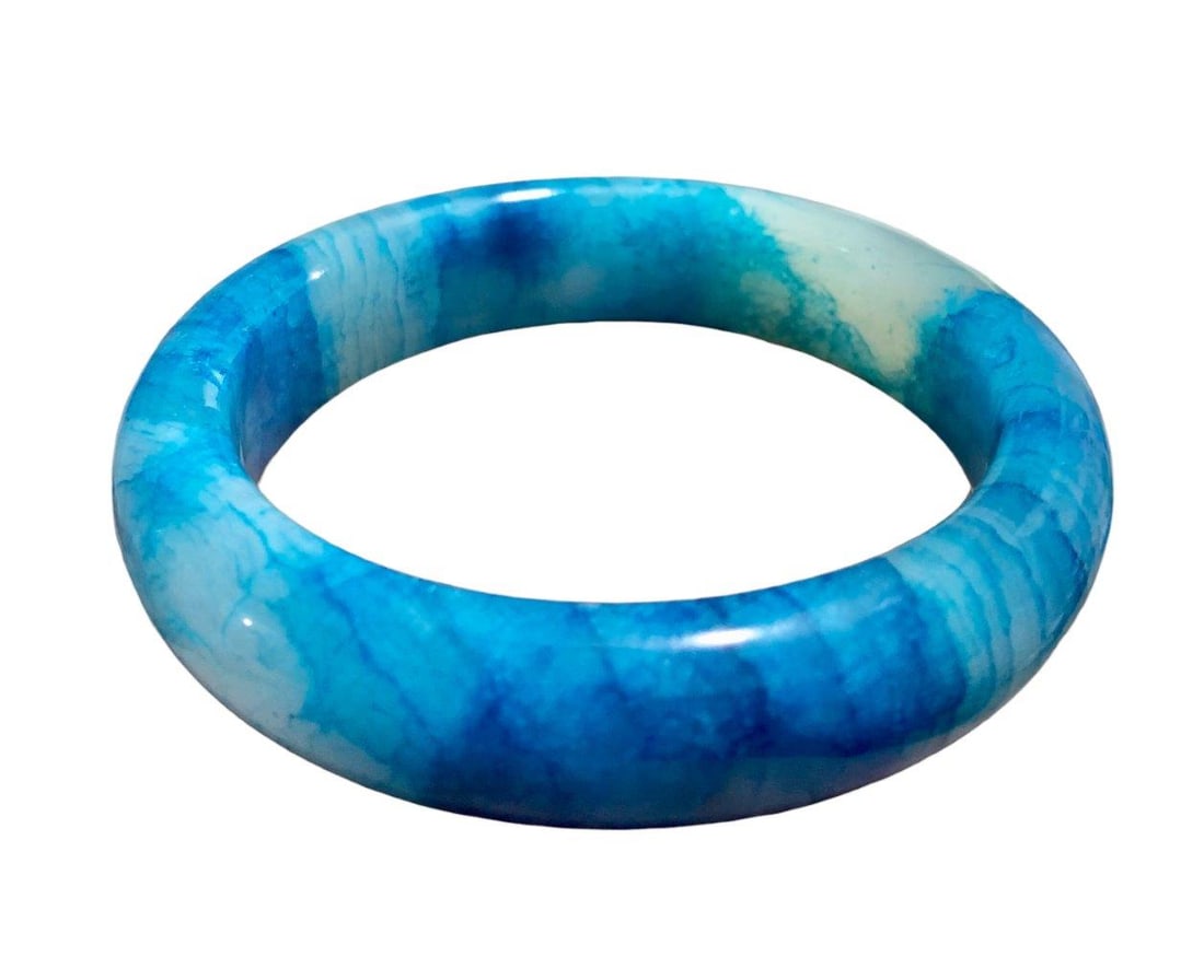 Onyx Bangle Dyed Blue Handmade Jewelry (1 of 2)
