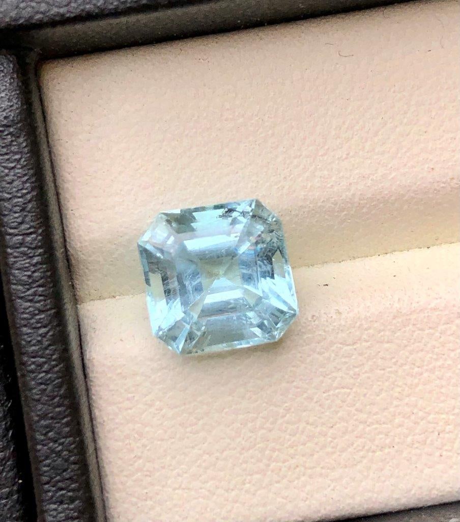Asscher Cut Santa MARIA Aquamarine Gemstone - 10X10X7 mm: Asscher Cut Santa MARIA Aquamarine Gemstone - 10X10X7 mm Choose design of your own and we will make it for youWe accept custom order in Sterling Silver, Gold and Platinum in WholeSale PriceColored Gem