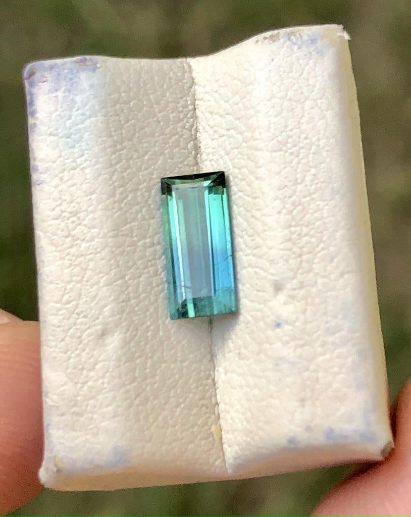 0.80 Carats Bluish Green Tourmaline Gemstone - 9X4X3 mm (1 of 4)