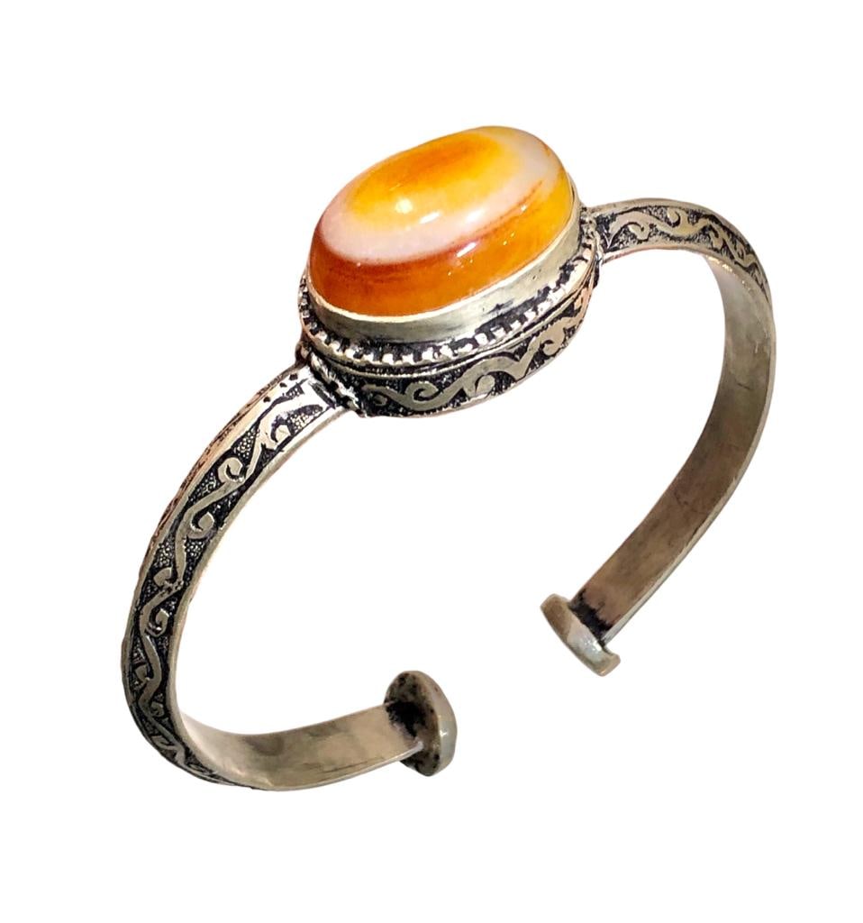 Natural Moss Agate Bangle , Moss Agate Gemstone Bangle, Designer Cuff Bangle (1 of 3)