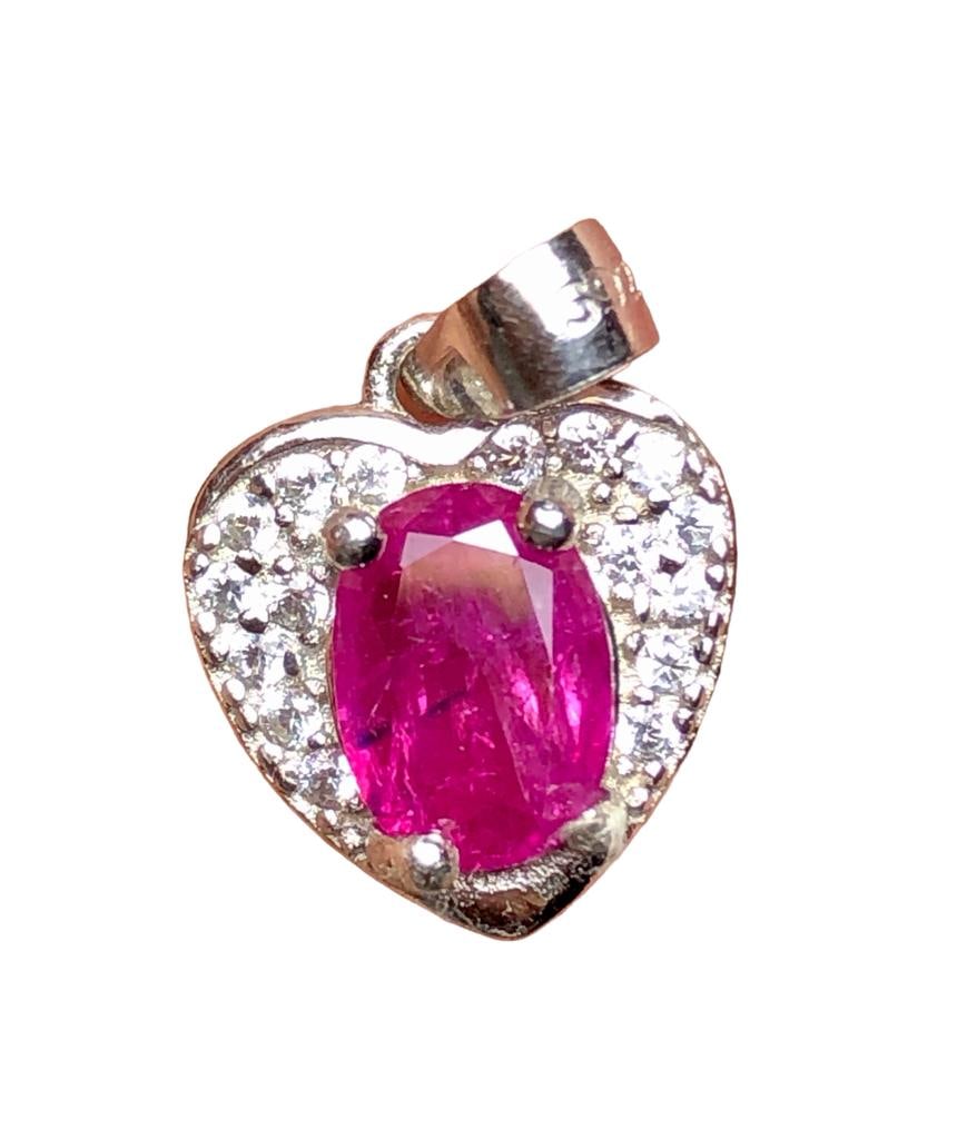 VERY FINE QUALITY RUBY PENDANT IN SILVER (1 of 4)