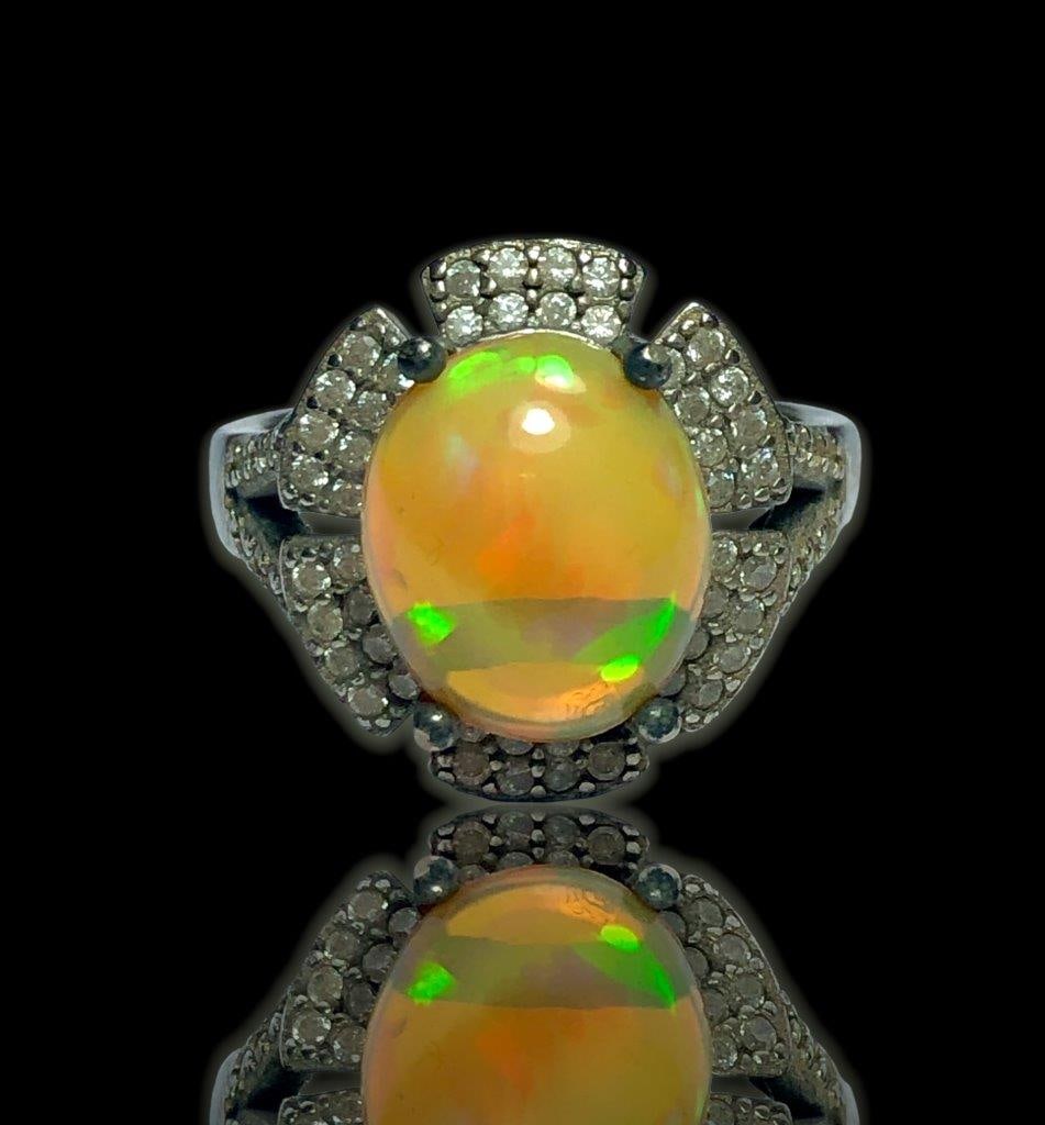 Unique Opal Ring-Opal Engagement Ring - 3