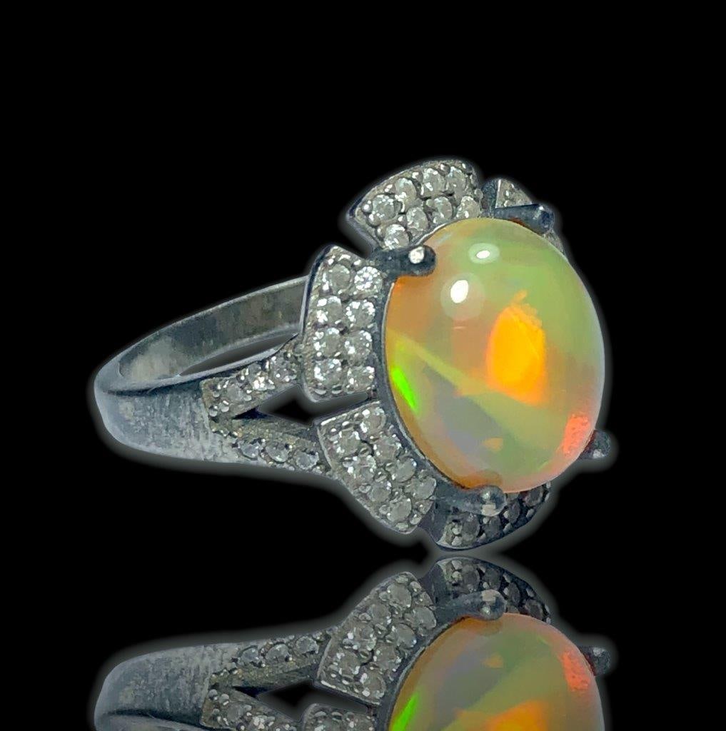 Unique Opal Ring-Opal Engagement Ring - 5