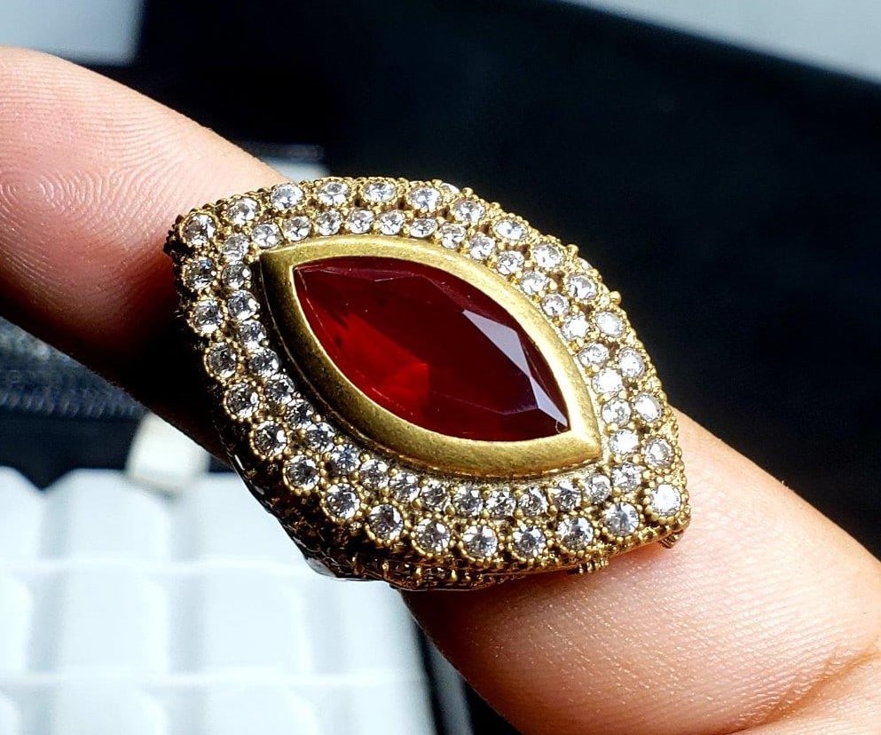 Bronze Turkish Jewelry - Navette Shape Stone Ring: Bronze Turkish Jewelry - Navette Shape Stone Ring FREE SHIPPING Shipping rates are determined by Parcel weight and destination.