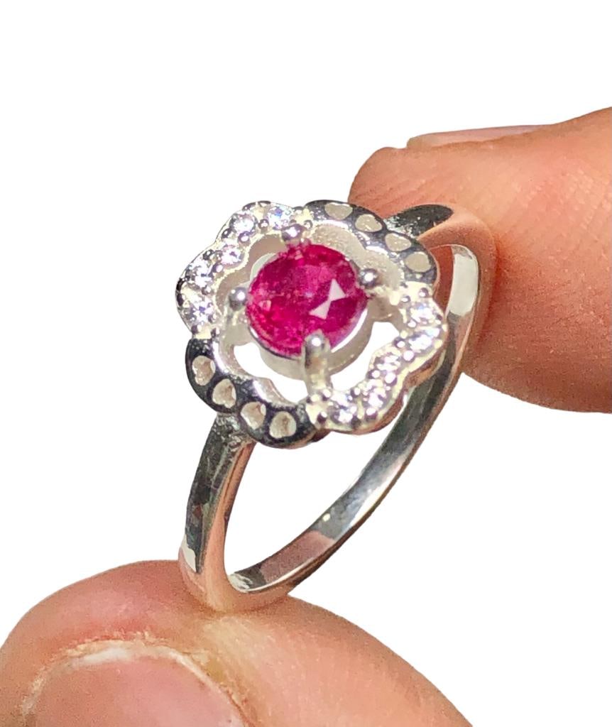 925 Sterling Silver Natural Ruby Ring - Fashion Jewelry (1 of 4)