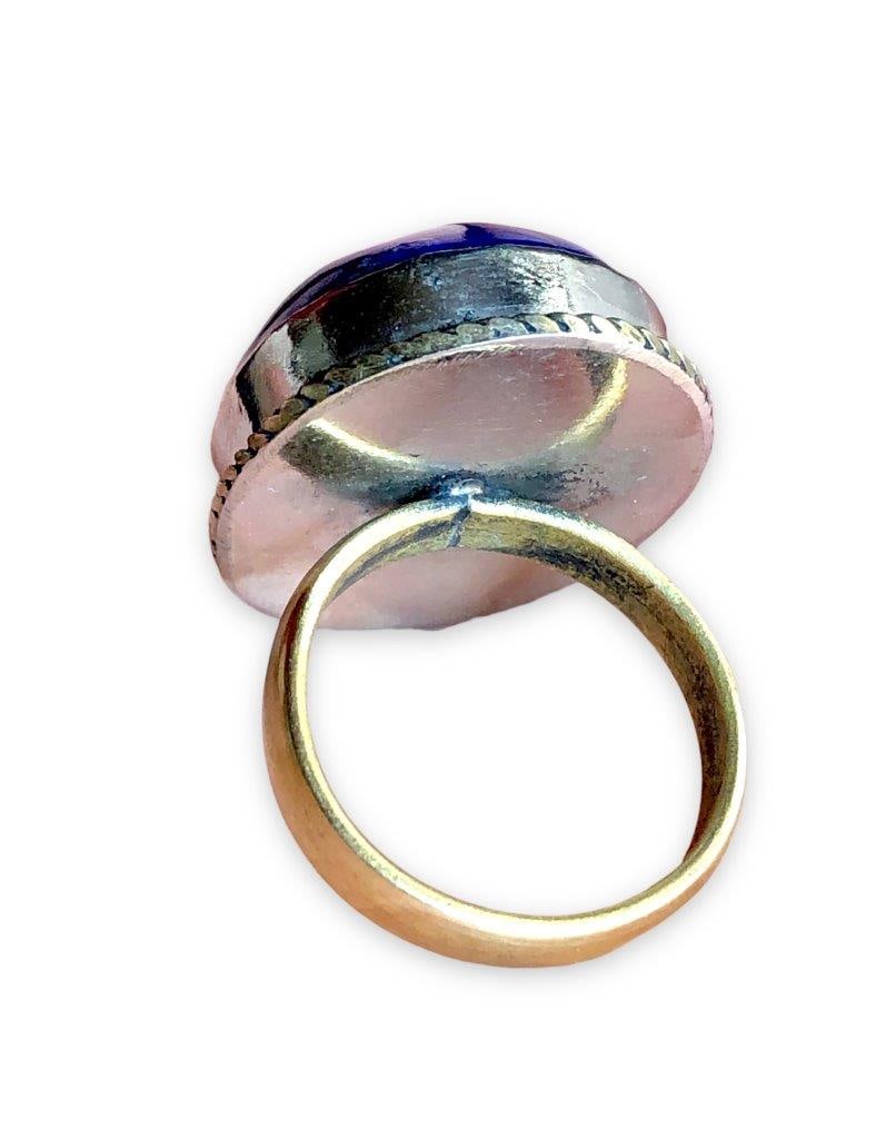 Large lapis ring, handmade ring, brass ring - 3