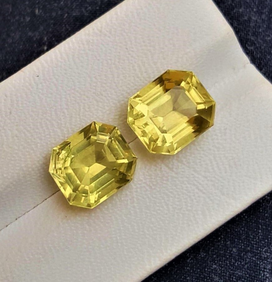 Asscher Cut Citrine Quartz Paired - 14.5 Carats: Asscher Cut Citrine Quartz Paired - 14.5 CaratsShipping Rate: $15.00 .shipping rates are determined by Parcel weight and destination.Combined shipping: We offer combine shipping on multiple items purc
