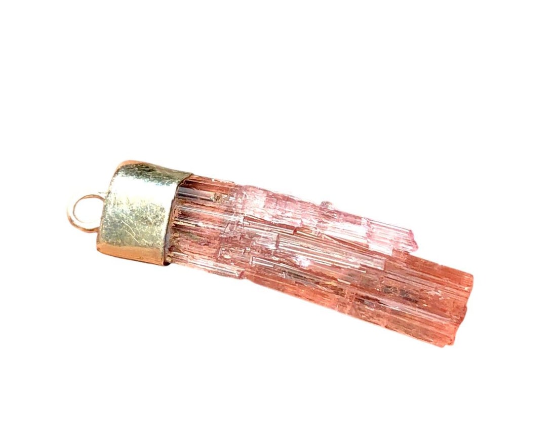 Pink Tourmaline Crystal Pendant in Sterling Silver (1 of 4)