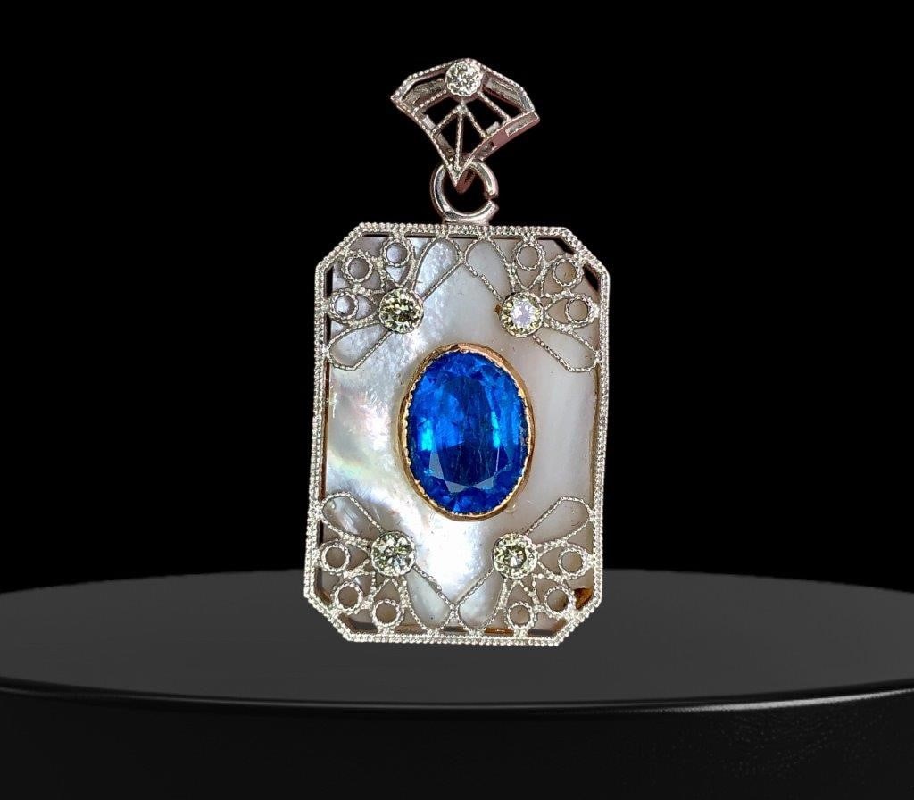 Sterling Silver Natural Apatite Pendant Necklace With Diamonds: Sterling Silver Natural Apatite Pendant Necklace With Diamonds Stones / Diamonds Weight: 1.50 / 0.25 CaratsJewelry Weight: 4.60 GramsMetal: SIlver Choose design of your own and we will make it for