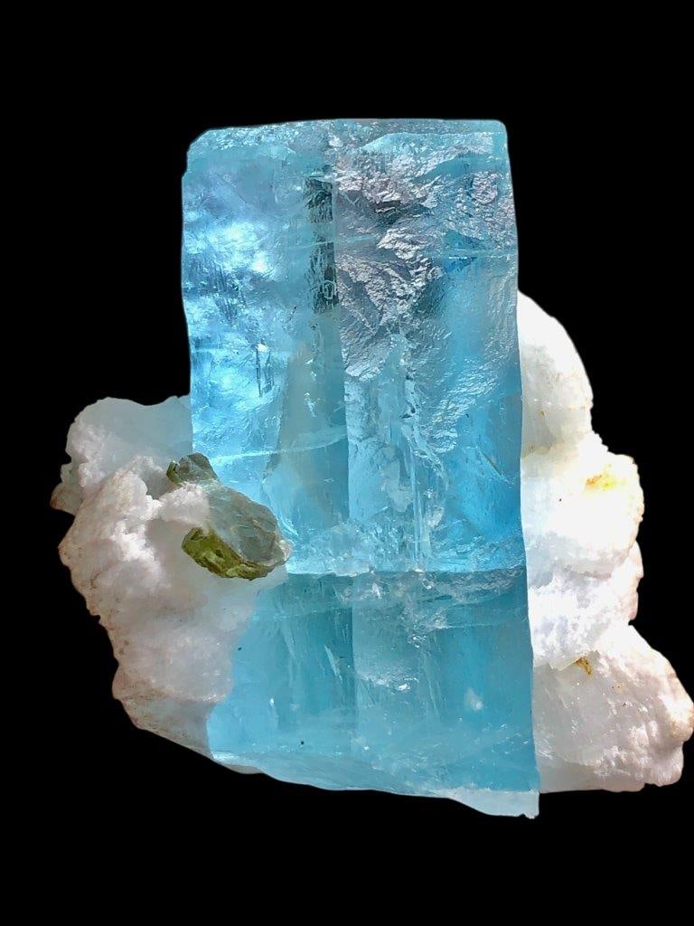 Gemmy Standing Aquamarine Crystal With Calcite - 96.45 Grams - 52X51X38 mm (1 of 8)