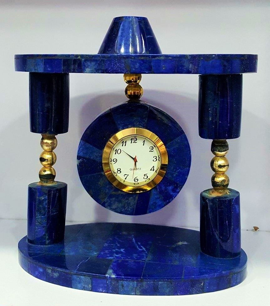 Vintage Style Lapis Lazuli Table Clock (1 of 3)