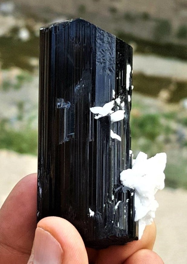 Terminated Schorl Tourmaline Specimen 112.4 Grams: Terminated Schorl Tourmaline Specimen 112.4 Grams - 71X40X24 mmShipping Rate: $23.00 .shipping rates are determined by Parcel weight and destination.Combined shipping: We offer combine shipping on mul