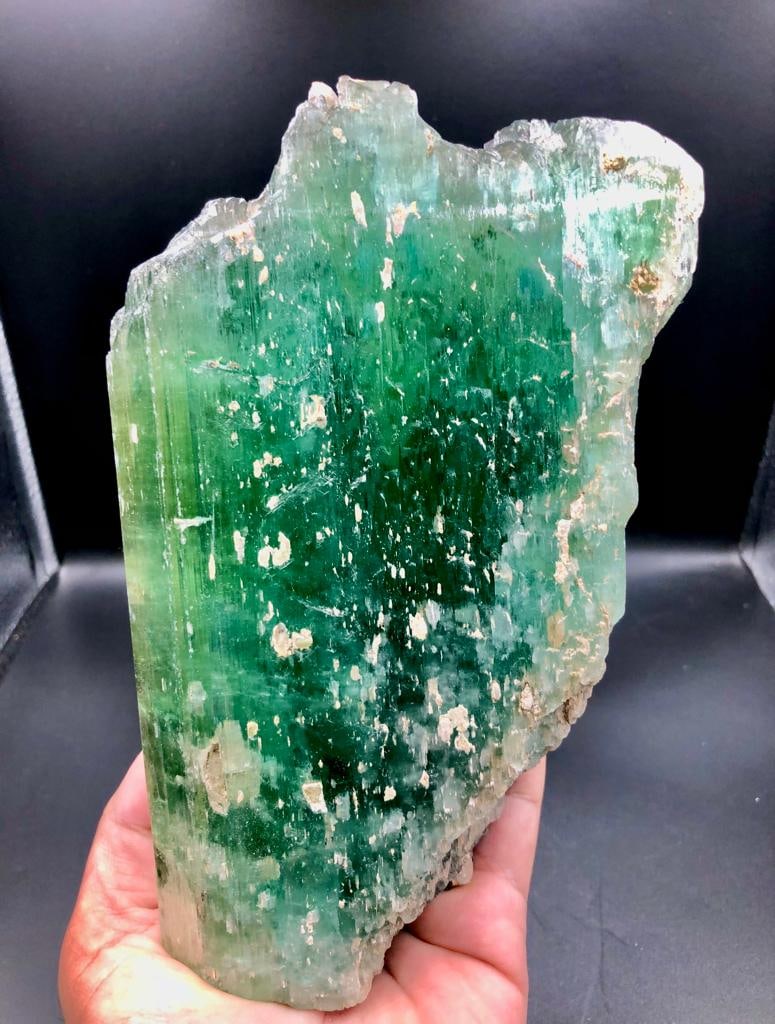 1920 Grams Unique Large Hand Size Double Terminated Hiddenite Crystal Specimen - 19X12X4 CM: 1920 Grams Unique Large Hand Size Double Terminated Hiddenite Crystal Specimen - 19X12X4 CMShipping Rate: $60.00 .shipping rates are determined by Parcel weight and destination.Combined shipping: We