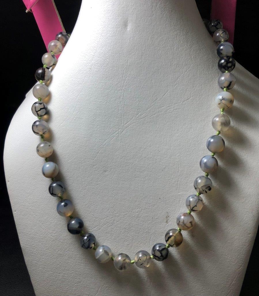 Moss Agate necklace - 11 mm: Moss Agate necklace - 11 mmShipping Rate: $23.00 .shipping rates are determined by Parcel weight and destination.Combined shipping: We offer combine shipping on multiple items purchased to reduce ship