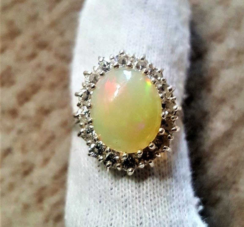 Sterling Silver White Ethopian Opal Ring - 2