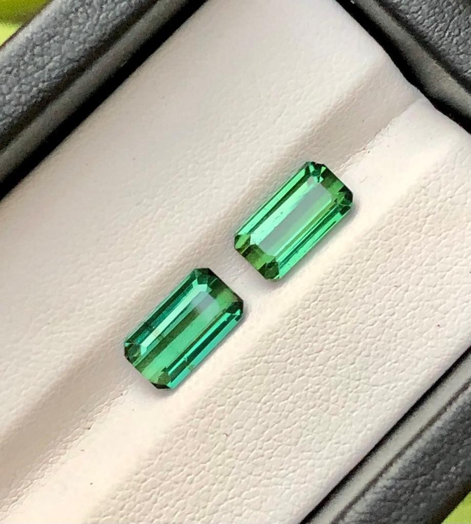 Paired Green tourmaline Gemstone - 3.75 Carats - 10X5X4 mm (1 of 4)