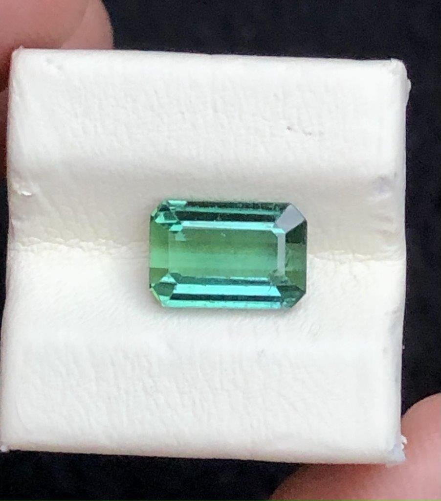 1.85 Carats Emerald Cut Greenish Blue Tourmaline Gemstone - 9X6X4 mm (1 of 5)
