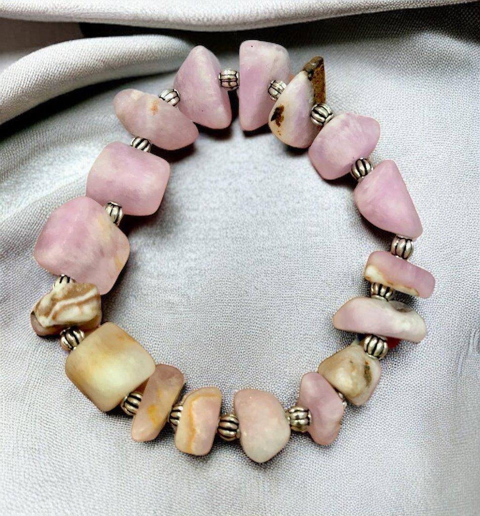 Rare Pink Calcite Beaded Bracelet (1 of 1)