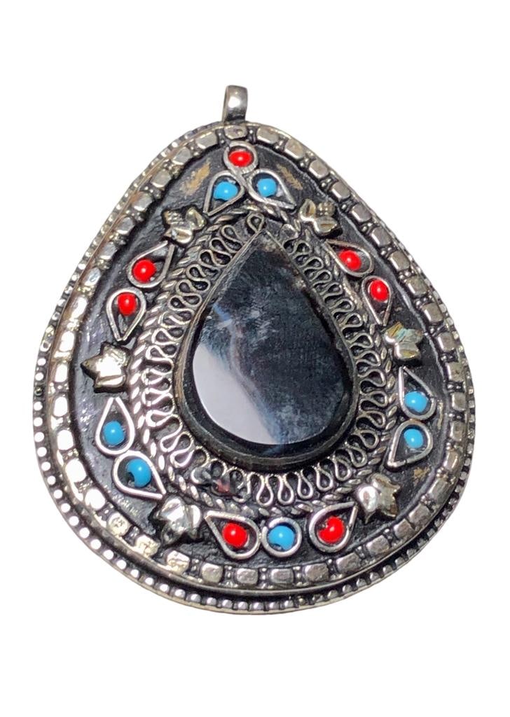 Old Fashion Jewelry - Black Agate Necklace Pendant (1 of 3)