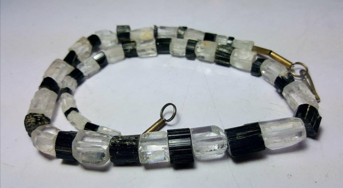 Quartz & Black Tourmaline, Beaded Bracelet (1 of 3)