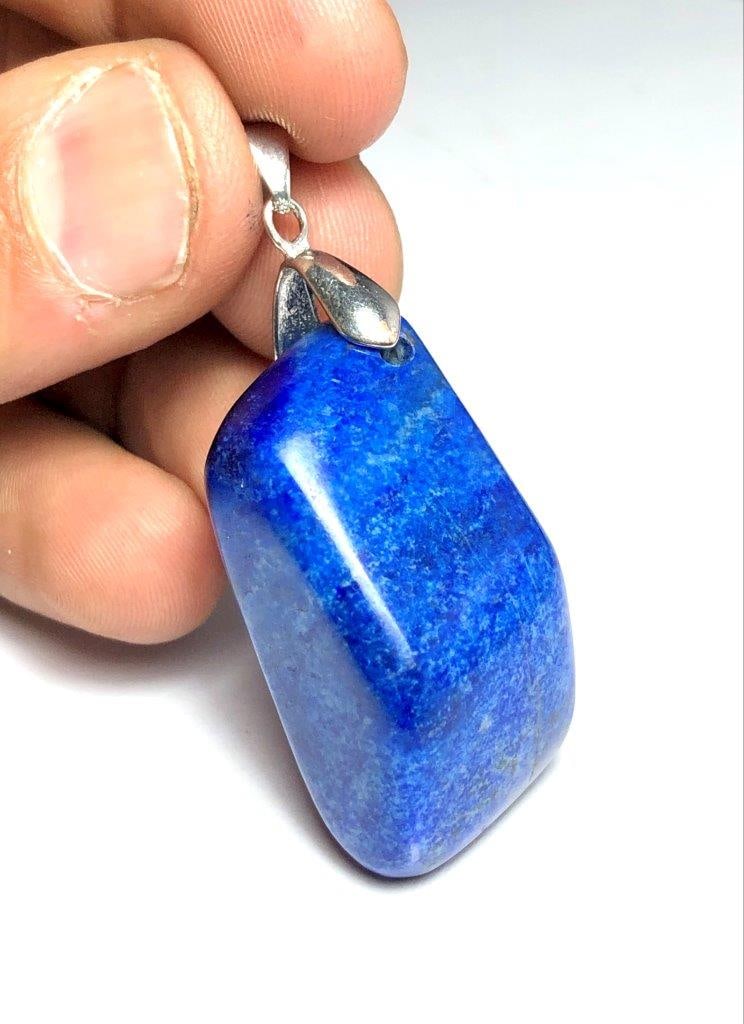 Deep Blue Lapis Lazuli Gemstone Sterling Silver Pendant (1 of 3)